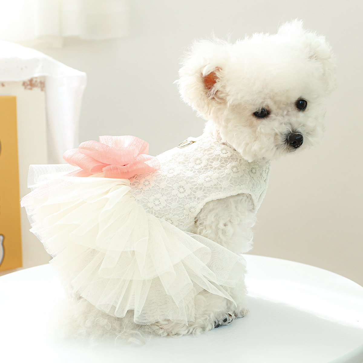 Elegant  Pet Wedding Costume Dog Tulle Tutu Dress with Sequin Bodice